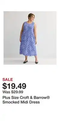 Kohl's Plus Size Croft & Barrow Smocked Midi Dress offer