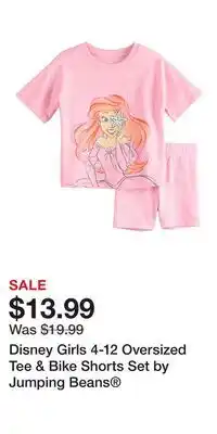 Kohl's Disney Girls 4-12 Oversized Tee & Bike Shorts Set by Jumping Beans offer