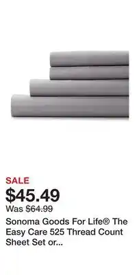 Kohl's Sonoma Goods For Life The Easy Care 525 Thread Count Sheet Set or Pillowcases offer