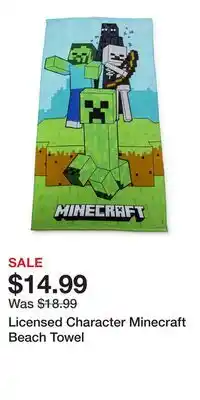 Kohl's Licensed Character Minecraft Beach Towel offer
