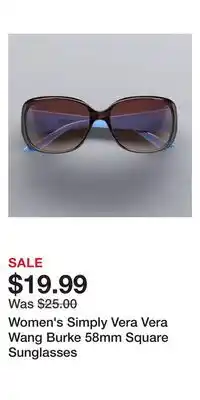 Kohl's Women's Simply Vera Vera Wang Burke 58mm Square Sunglasses offer