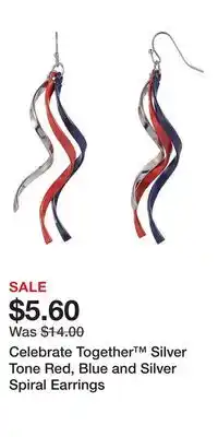 Kohl's Celebrate Together Silver Tone Red, Blue and Silver Spiral Earrings offer