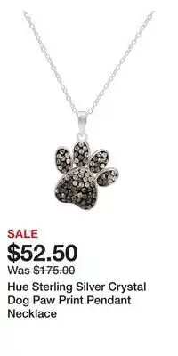 Kohl's Hue Sterling Silver Crystal Dog Paw Print Pendant Necklace offer