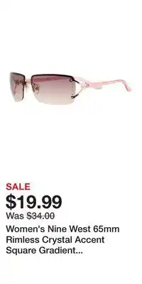 Kohl's Women's Nine West 65mm Rimless Crystal Accent Square Gradient Sunglasses offer