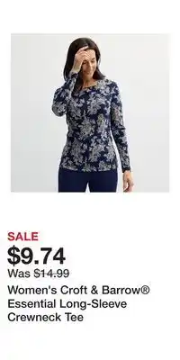 Kohl's Women's Croft & Barrow Essential Long-Sleeve Crewneck Tee offer