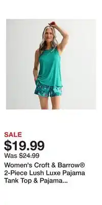 Kohl's Women's Croft & Barrow 2-Piece Lush Luxe Pajama Tank Top & Pajama Shorts Set offer