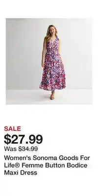 Kohl's Women's Sonoma Goods For Life Femme Button Bodice Maxi Dress offer