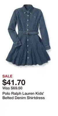 Nordstrom Polo Ralph Lauren Kids' Belted Denim Shirtdress offer