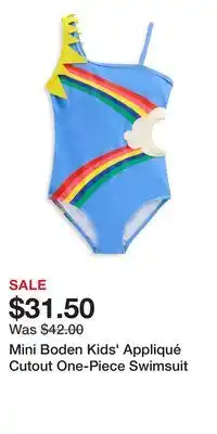 Nordstrom Mini Boden Kids' Appliqué Cutout One-Piece Swimsuit offer