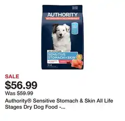 Petsmart Authority Sensitive Stomach & Skin All Life Stages Dry Dog Food - Salmon & Rice offer