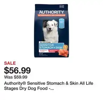Petsmart Authority Sensitive Stomach & Skin All Life Stages Dry Dog Food - Salmon & Rice offer