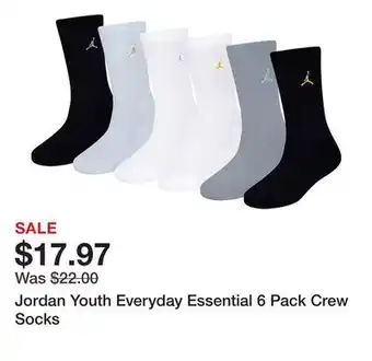 Dick's Sporting Goods Jordan Youth Everyday Essential 6 Pack Crew Socks offer