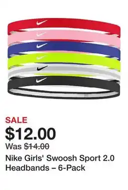 Dick's Sporting Goods Nike Girls' Swoosh Sport 2.0 Headbands – 6-Pack offer