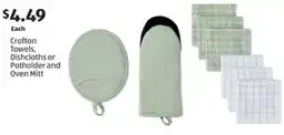 Aldi Crofton Towels, Dishcloths or Potholder and Oven Mitt offer