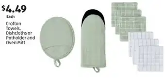 Aldi Crofton Towels, Dishcloths or Potholder and Oven Mitt offer