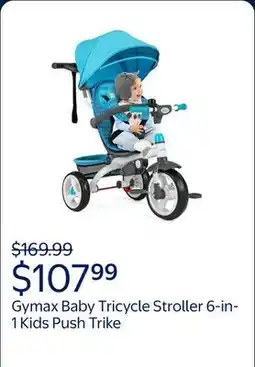 Walmart Gymax Baby Tricycle Stroller 6-in-1 Kids Push Trike w/ Removable 5-Position Canopy Blue offer