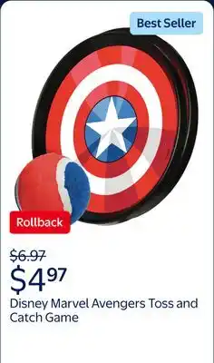 Walmart Disney Marvel Avengers Toss and Catch Game, Kids Outdoor Sports, Age Group 3-99 offer