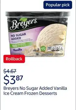Walmart Breyers No Sugar Added Vanilla Ice Cream Frozen Desserts offer