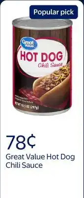 Walmart Great Value Hot Dog Chili Sauce offer