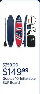 Walmart Goplus 10' Inflatable SUP Board Portable Adjustable Stand Up Paddle Board with 5 D Rings Red offer