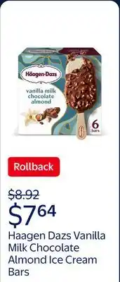 Walmart Haagen Dazs Vanilla Milk Chocolate Almond Ice Cream Bars, Gluten Free, Kosher offer