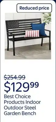 Walmart Best Choice Products Indoor Outdoor Steel Garden Bench w/ American Flag Backrest offer