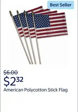 Walmart American Polycotton Stick Flag, 4 x 6 by Betsy Flags offer