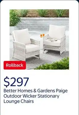 Walmart Better Homes & Gardens Paige Outdoor Wicker Stationary Lounge Chairs, Set of 2, White offer
