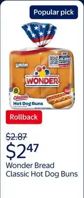 Walmart Wonder Bread Classic Hot Dog Buns, White Bread Hot Dog Buns offer