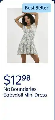 Walmart No Boundaries Babydoll Mini Dress, Women's offer