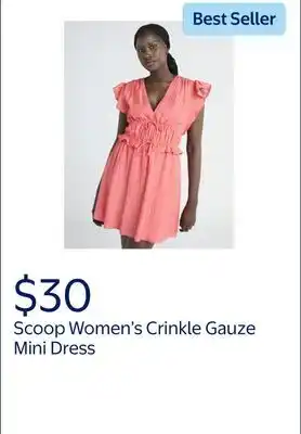 Walmart Scoop Women's and Women's Plus Crinkle Gauze Mini Dress offer