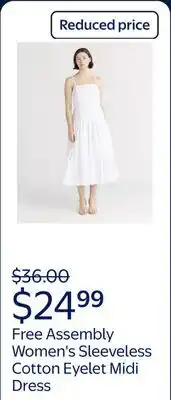Walmart Free Assembly Women's and Women's Plus Sleeveless Cotton Eyelet Midi Dress offer