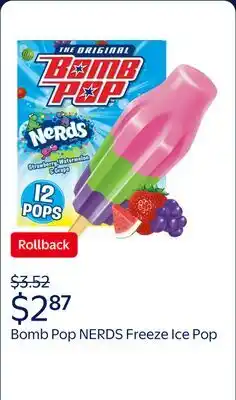 Walmart Bomb Pop NERDS Freeze Ice Pop, Frozen Freezer Dessert offer