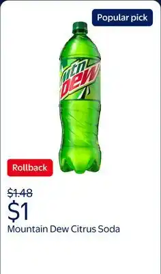 Walmart Mountain Dew Citrus Soda Pop offer