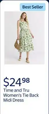 Walmart Time and Tru Women's Tie Back Midi Dress offer