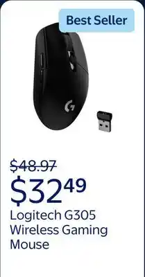 Walmart Logitech G305 Wireless Gaming Mouse, 12,000 DPI, Lightweight, 6 Programmable Buttons offer