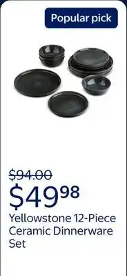 Walmart Yellowstone 12-Piece Ceramic Dinnerware Set, Rip Collection offer
