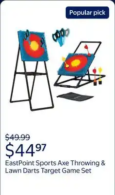 Walmart EastPoint Sports Axe Throwing & Lawn Darts Target Game Set, Includes 3 Axes & 4 Darts - 44 in. High offer