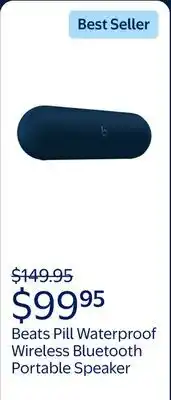 Walmart Beats Pill Waterproof Built-in Microphone Wireless Bluetooth Portable Speaker, Navy Blue offer