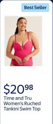 Walmart Time and Tru Women's and Women's Plus Ruched Tankini Swim Top offer