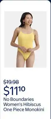 Walmart No Boundaries Women's Hibiscus One Piece Monokini offer