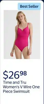 Walmart Time and Tru Women's and Women's Plus V Wire One Piece Swimsuit offer