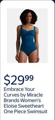 Walmart Embrace Your Curves by Miracle Brands Women's and Women's Plus Eloise Sweetheart One Piece Swimsuit offer