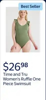 Walmart Time and Tru Women's and Women's Plus Ruffle One Piece Swimsuit offer