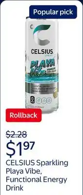 Walmart CELSIUS Sparkling Playa Vibe, Functional Energy Drink offer
