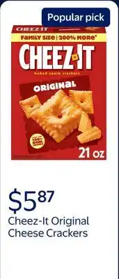 Walmart Cheez-It Original Cheese Crackers, Baked Snack Crackers offer
