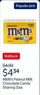 Walmart M&M's Peanut Milk Chocolate Candy Sharing Size offer