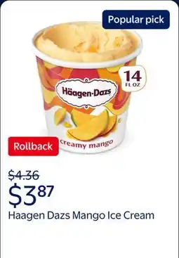 Walmart Haagen Dazs Mango Ice Cream, Gluten Free, Kosher offer