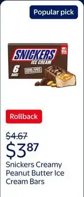 Walmart Snickers Creamy Peanut Butter Ice Cream Bars offer