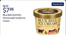 Walmart Blue Bell Gold Rim Homemade Vanilla Ice Cream Half Gallon offer